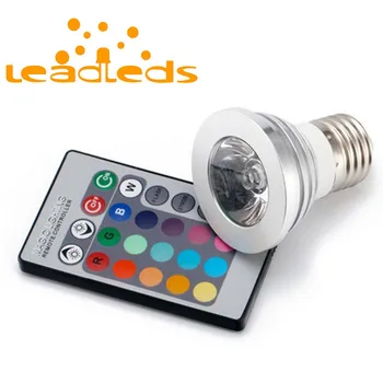 3W RGB LED Bulb 16 Colors Changeable E27 Wireless Led Lamp Light Spotlight + 24key IR Remote Control Holiday Wedding Lightng
3W RGB LED Bulb 16 Colors Changeable E27 Wireless Led Lamp Light Spotlight + 24key IR Remote Control Holiday Wedding Lightng