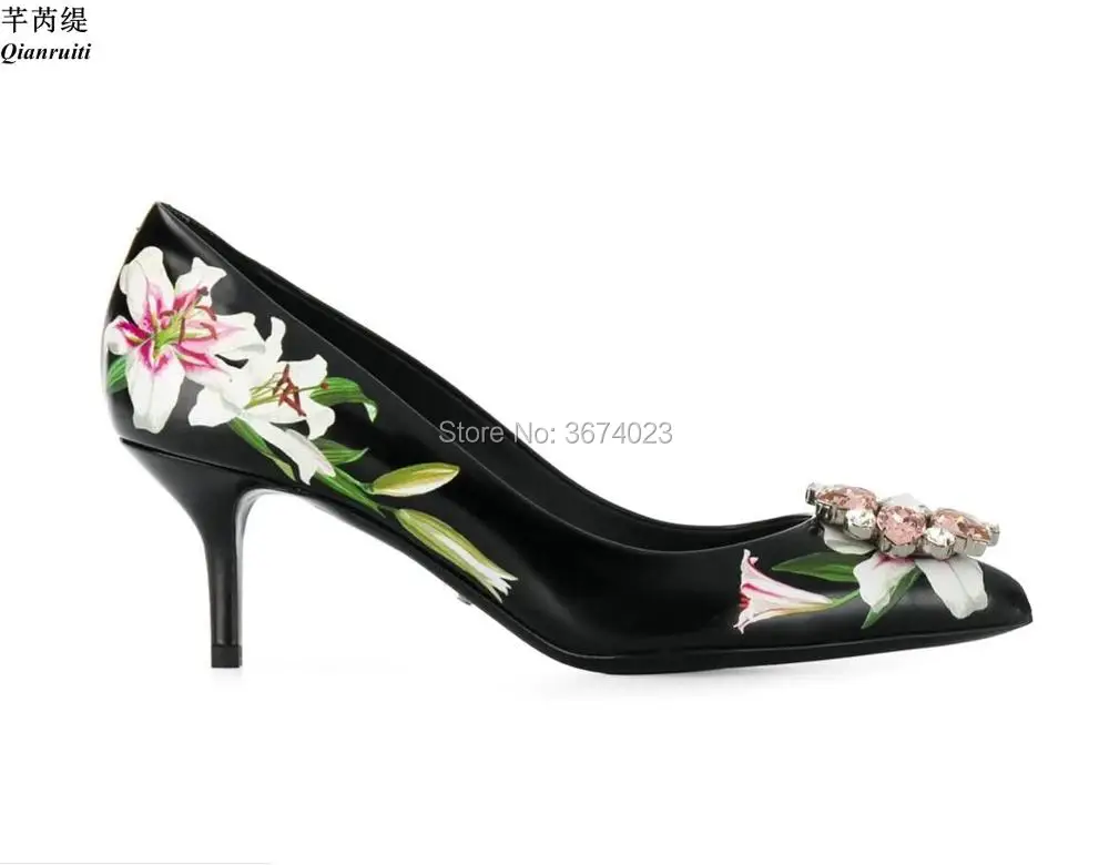 Qianruiti Crystal Flower Pumps Fashion Brand Lily Print High Heels Ladies Party Shoes Pointed Toe Floral Heels Wedding Shoes
Qianruiti Crystal Flower Pumps Fashion Brand Lily Print High Heels Ladies Party Shoes Pointed Toe Floral Heels Wedding Shoes