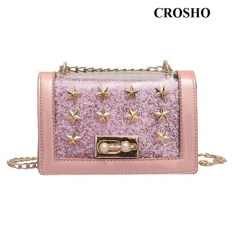 CROSHO Spring Fashion Single Shoulder Cross Body Transparent Jelly Packet Sequin Chain Small Square Bag Patent Leather
CROSHO Spring Fashion Single Shoulder Cross Body Transparent Jelly Packet Sequin Chain Small Square Bag Patent Leather