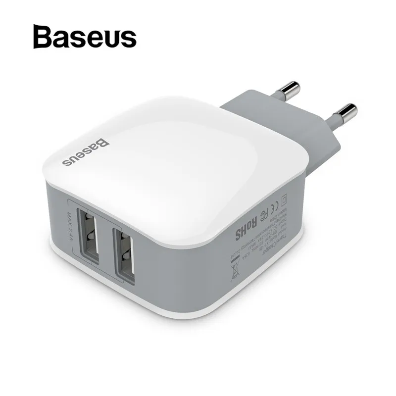 Baseus 2.4A Dual USB Charger Fast Charging Wall EU Plug Travel Charger Adapter for iPhone Samsung Xiaomi Mobile Phone Charger
Baseus 2.4A Dual USB Charger Fast Charging Wall EU Plug Travel Charger Adapter for iPhone Samsung Xiaomi Mobile Phone Charger