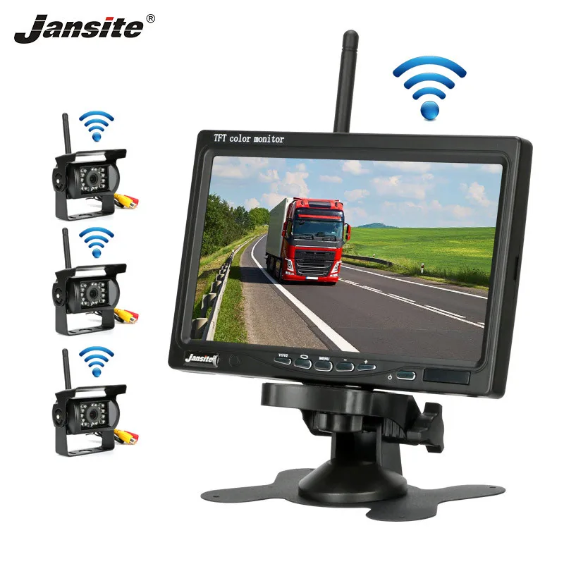 Jansite 7" Wireless Car monitor with 3 or 4 Rear cameras No Blind Zone Parking Rearview System for Reverse Camera support truck
Jansite 7" Wireless Car monitor with 3 or 4 Rear cameras No Blind Zone Parking Rearview System for Reverse Camera support truck
