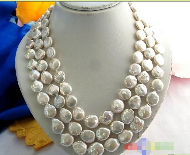 P947 3ROW 14MM WHITE COIN FRESHWATER CULTURED PEARL NECKLACE Noble style Natural Fine jewe fast SHIPPING
P947 3ROW 14MM WHITE COIN FRESHWATER CULTURED PEARL NECKLACE Noble style Natural Fine jewe fast SHIPPING