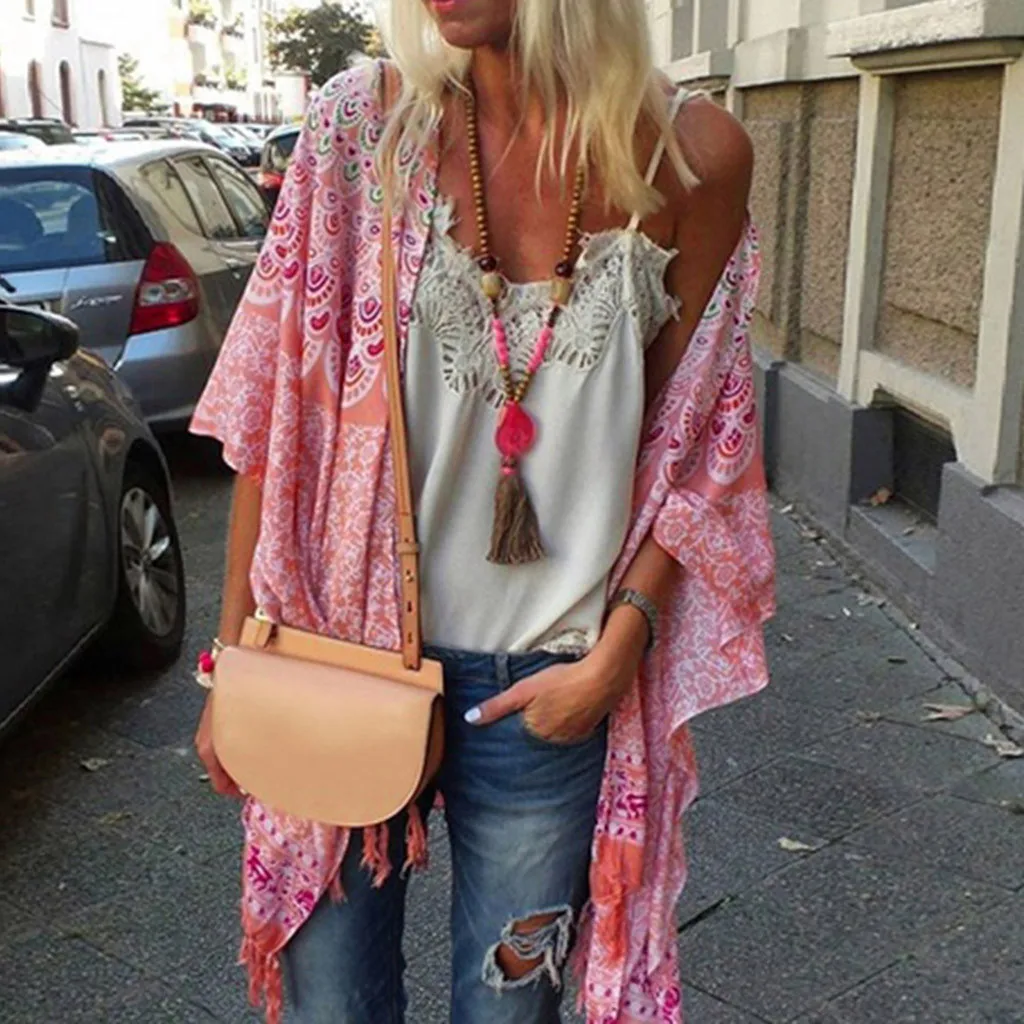 Summer Fashion Tassel Print Blouse Casual Shawl Kimono Cardigan Cover Up Tops Female Women's Half Sleeve Shirt Blusas Pullover
Summer Fashion Tassel Print Blouse Casual Shawl Kimono Cardigan Cover Up Tops Female Women's Half Sleeve Shirt Blusas Pullover