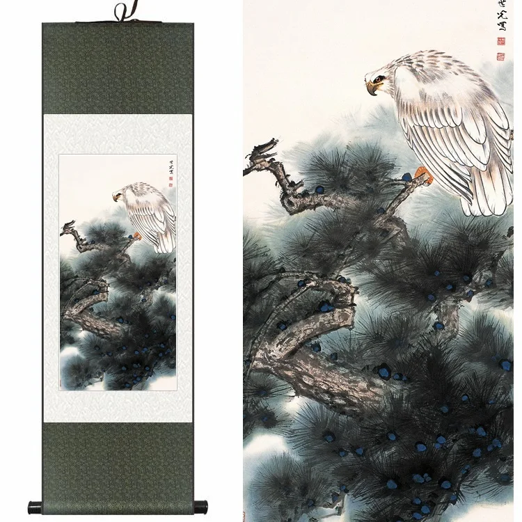 Traditional Chinese Silk watercolor ink animals birds eagle hawk pine tree art canvas wall damask picture framed scroll painting
Traditional Chinese Silk watercolor ink animals birds eagle hawk pine tree art canvas wall damask picture framed scroll painting