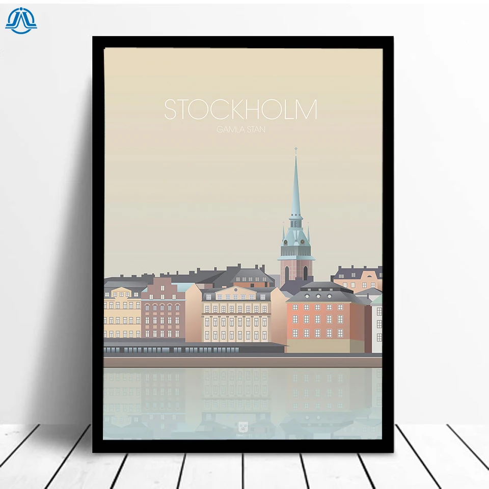 Sweden Stockholm Landmark Poster and Prints Nordic Cartoon Landscape Canvas Painting Wall Picture for Room Home Decor No Frame
Sweden Stockholm Landmark Poster and Prints Nordic Cartoon Landscape Canvas Painting Wall Picture for Room Home Decor No Frame