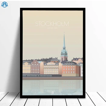 Sweden Stockholm Landmark Poster and Prints Nordic Cartoon Landscape Canvas Painting Wall Picture for Room Home Decor No Frame
Sweden Stockholm Landmark Poster and Prints Nordic Cartoon Landscape Canvas Painting Wall Picture for Room Home Decor No Frame