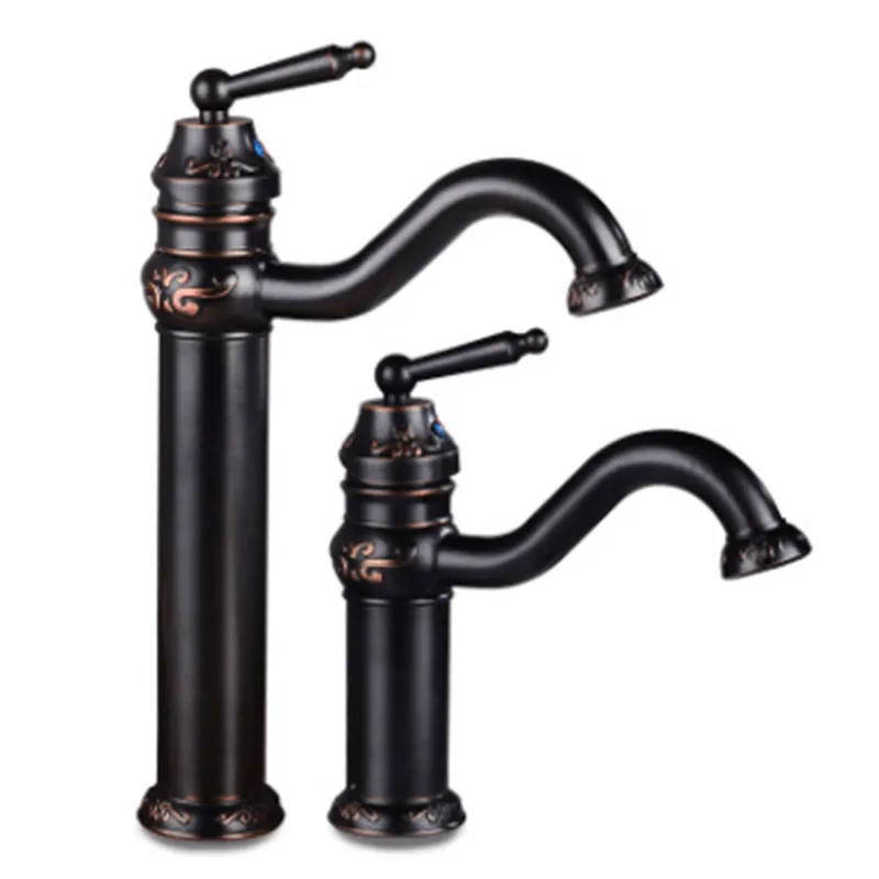 European-style basin faucetall-copper black faucet all-copper carved cold and hot mixing faucet
European-style basin faucetall-copper black faucet all-copper carved cold and hot mixing faucet