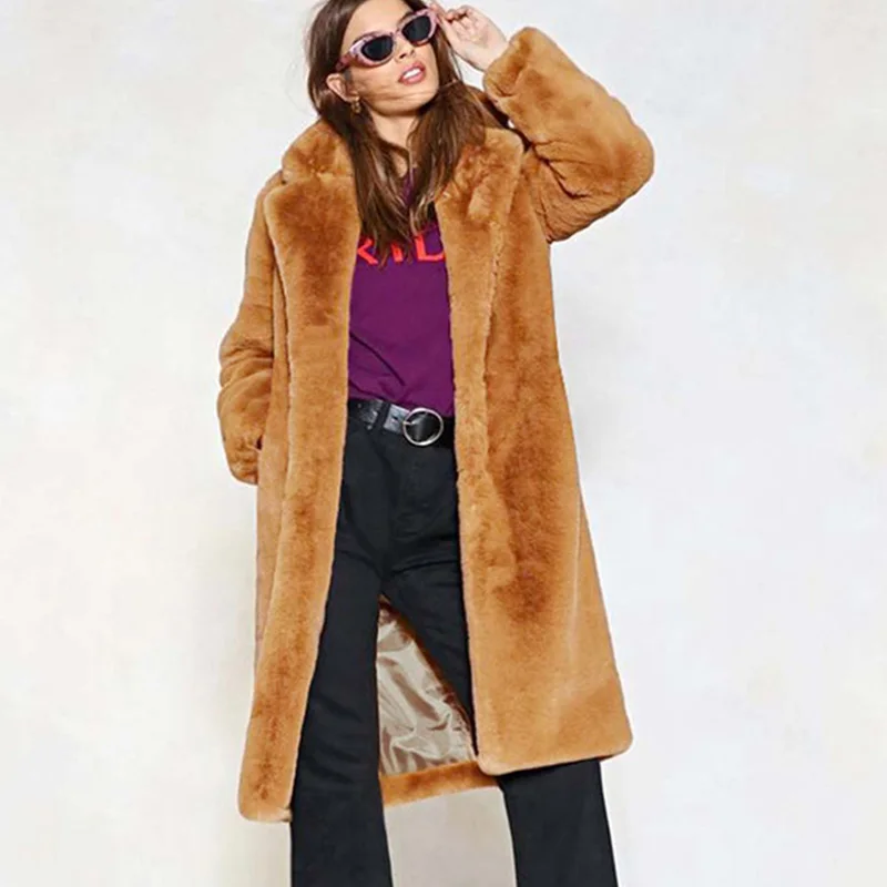 Plus Size Thick Warm Long Coat Women Winter Solid Plush Fluffy Long Sleeve Overcoat Faux Fur with Pocket Jacket Outerwear
Plus Size Thick Warm Long Coat Women Winter Solid Plush Fluffy Long Sleeve Overcoat Faux Fur with Pocket Jacket Outerwear