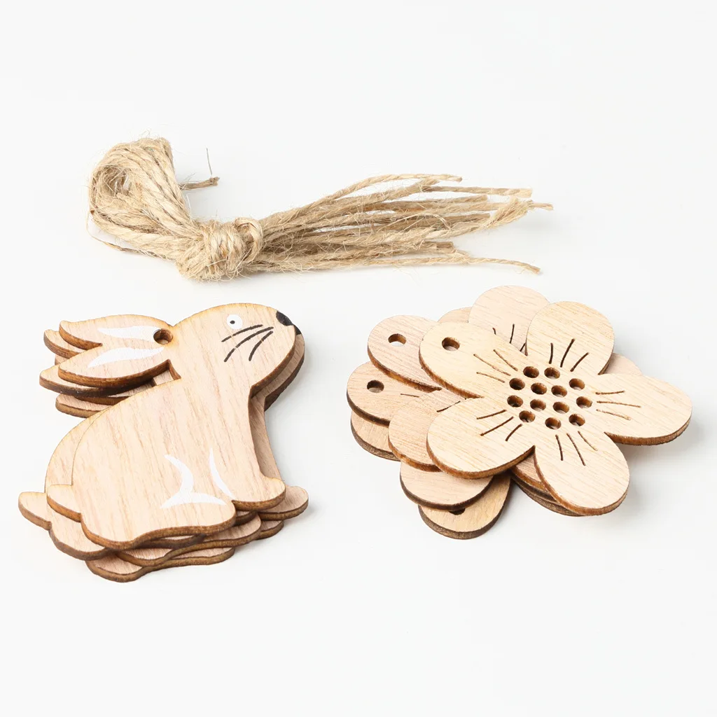 Cute Easter Rabbit Egg Wooden Cutouts Wood Crafts Tags 8pcs Decorative Pendants Easter Decorations for Home
Cute Easter Rabbit Egg Wooden Cutouts Wood Crafts Tags 8pcs Decorative Pendants Easter Decorations for Home