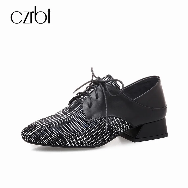CZRBT 2018 Spring/Autumn Fashion Women Shoes Cow Leather Gingham Breathablr Shors Black Square Top Lace-Up Casual Shoes
CZRBT 2018 Spring/Autumn Fashion Women Shoes Cow Leather Gingham Breathablr Shors Black Square Top Lace-Up Casual Shoes