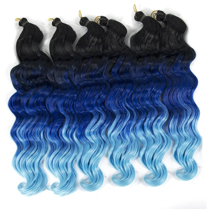 Deep wave black Ombre Crochet Braids Bulk Braiding Hair (1)