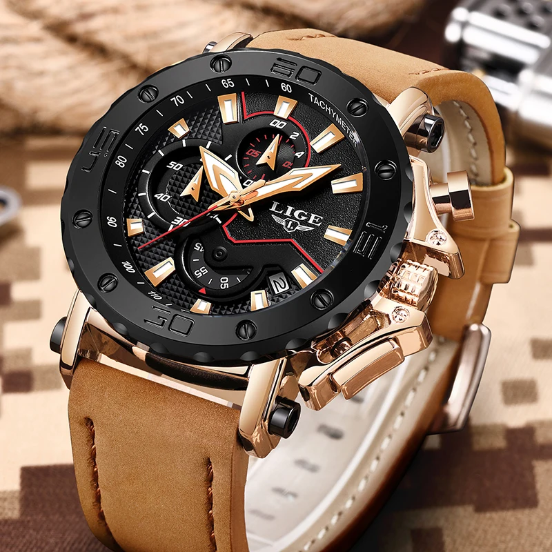 LIGE Mens Watches Top Brand Luxury Quartz Gold Watch Men Casual Leather Military Waterproof Sport Wristwatch Relogio Masculino
LIGE Mens Watches Top Brand Luxury Quartz Gold Watch Men Casual Leather Military Waterproof Sport Wristwatch Relogio Masculino