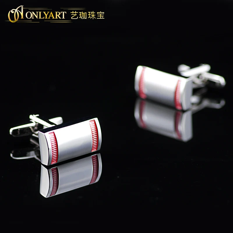 

Fashion Jewelry Silver Plated Men Enamel Button Rectangle French Cuff Shirt Cufflinks For Wedding OnlyArt Jewellery