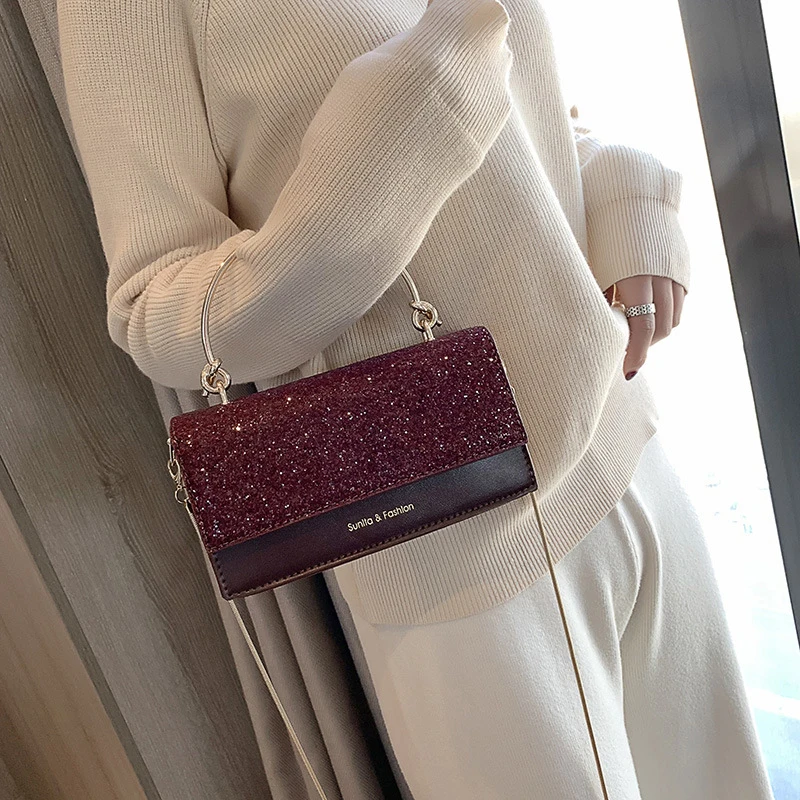 GFLV Brand Fashion Spring Handbags Women Sequin Leather Patchwork Shoulder Bags Metal Handle Hasp Messenger Bag With Chain
GFLV Brand Fashion Spring Handbags Women Sequin Leather Patchwork Shoulder Bags Metal Handle Hasp Messenger Bag With Chain