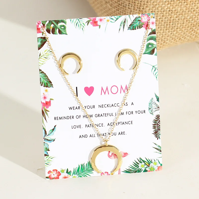 European and American temperament moon necklace creative adjustable Mother's Day greeting card gold silver pendant
European and American temperament moon necklace creative adjustable Mother's Day greeting card gold silver pendant