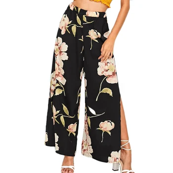 Women Summer floral print boho palazzo pants High waist casual Split trousers fashion Stretch Wide leg Holiday beach style New
Women Summer floral print boho palazzo pants High waist casual Split trousers fashion Stretch Wide leg Holiday beach style New