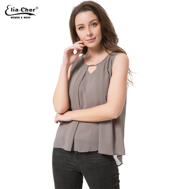 Chiffon blouses Women Sleeveless Tops Eliacher Brand Plus Size Women Clothing Chic Elegant O-Neck Solid Lady Shirts Top
Chiffon blouses Women Sleeveless Tops Eliacher Brand Plus Size Women Clothing Chic Elegant O-Neck Solid Lady Shirts Top