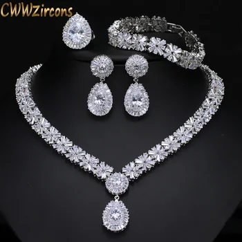 CWWZircons 4 Piece Super Sparkling Cubic Zirconia Stone Fashion African Nigerian Women Wedding Jewelry Set for Brides T054
CWWZircons 4 Piece Super Sparkling Cubic Zirconia Stone Fashion African Nigerian Women Wedding Jewelry Set for Brides T054