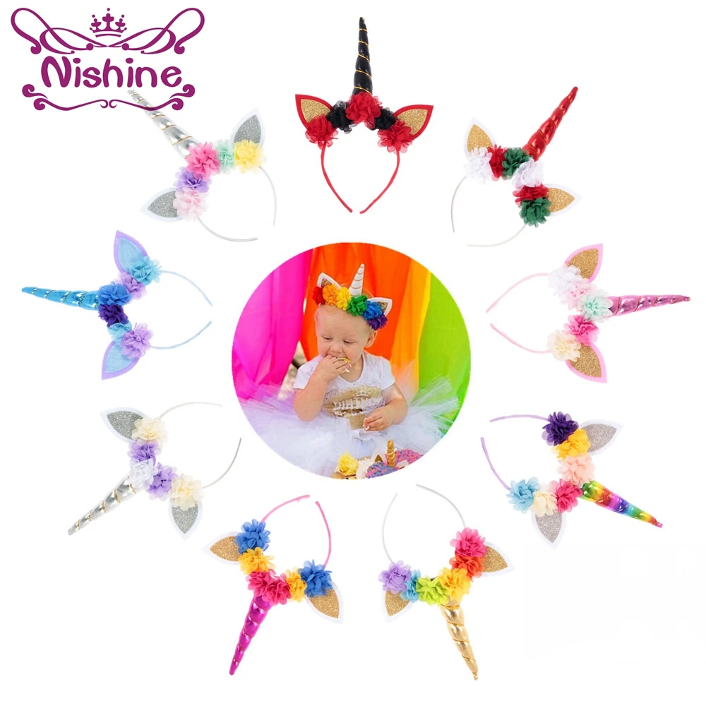 Nishine Handmade Kids Party Gold/Silver Unicorn Horn Headband Flower Horn Girls Headwear Birthday Hairband Hair Accessories
Nishine Handmade Kids Party Gold/Silver Unicorn Horn Headband Flower Horn Girls Headwear Birthday Hairband Hair Accessories