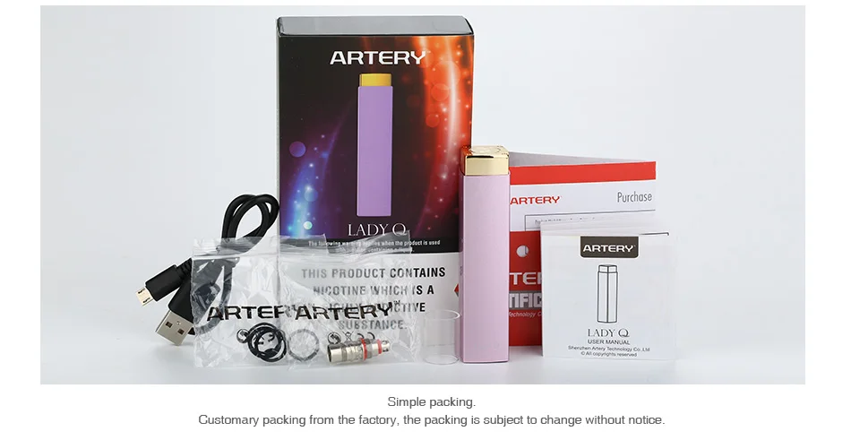 For Ladies ! Original Artery Lady Q Starter Kit 1000mAh with Tank 1.5ml for Female Vapers 1000mAh Built-in Battery E-cig Vape