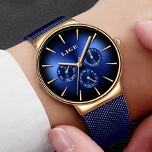Relogio Masculino 2019 nouveau LIGE décontracté maille ceinture mode Quartz or montre hommes montres Top marque luxe étanche horloge(China)