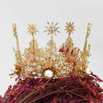 Baroque Gold Pearl King Queen Crown Vintage Wedding Hair Accessories Headband for Hair Jewelry Bridal Crown and Tiara Headpiece 
Baroque Gold Pearl King Queen Crown Vintage Wedding Hair Accessories Headband for Hair Jewelry Bridal Crown and Tiara Headpiece