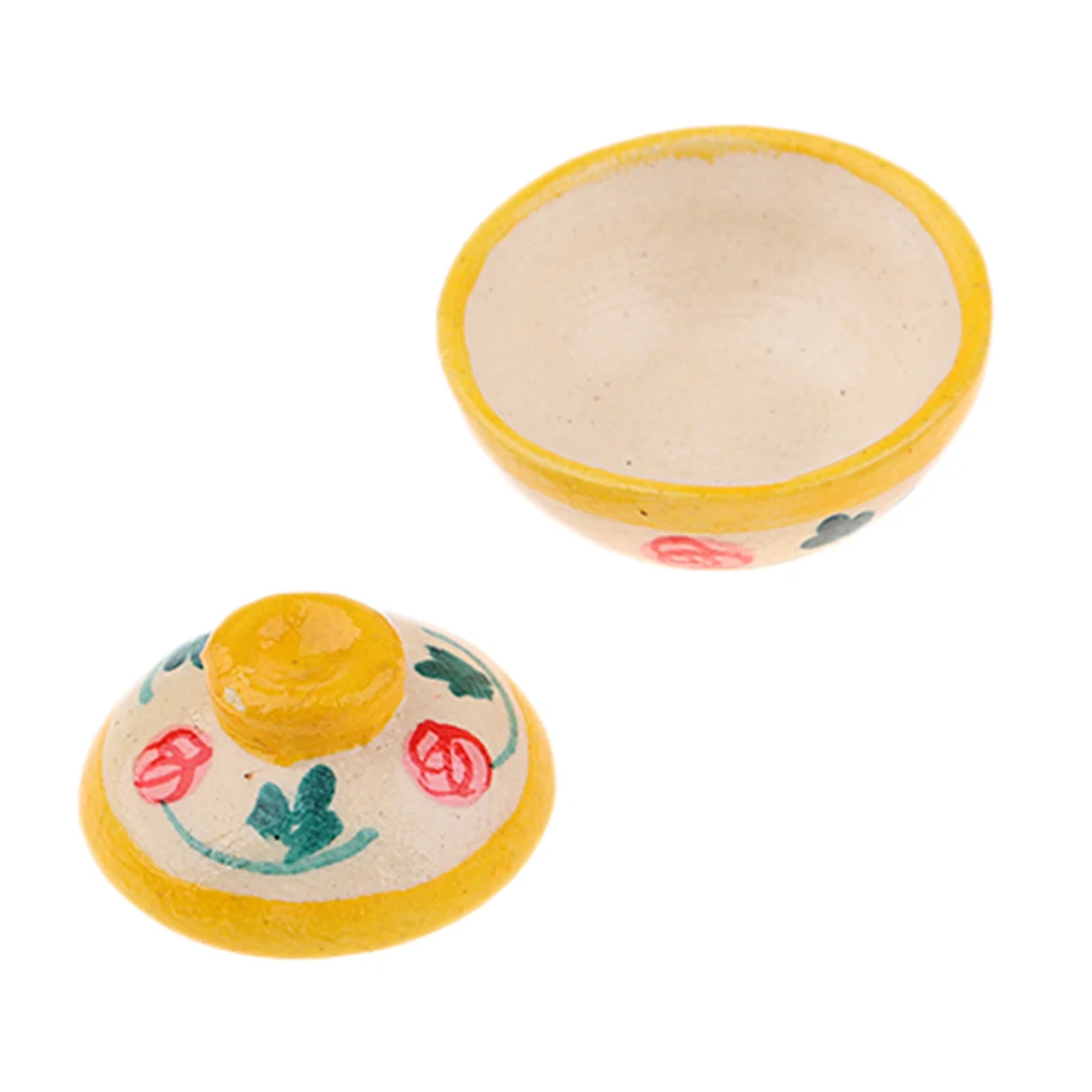 Beautiful design 1/12scale Porcelain Clay Pot material Bowl Model Doll House Miniatures Kitchen Decoration for dollhouse