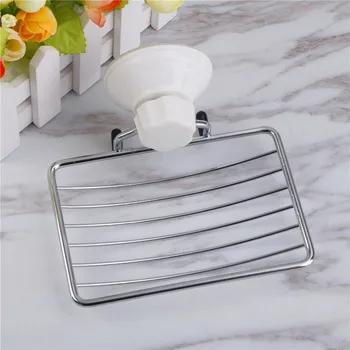 1Pc Stainless Steel Bathroom Soap Holder Strong Suction Shower Soap Dish Holder Shower Tray Bathroom Accessories