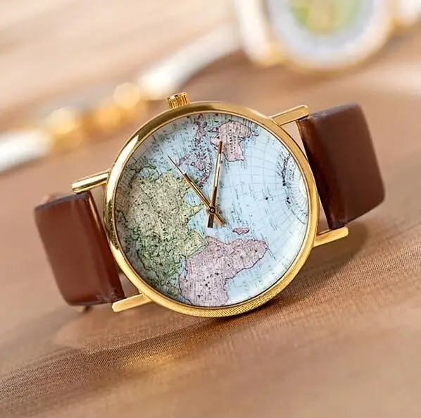2016 High quality World Map Globe Fashion Leather Alloy Women Analog Quartz Watches Brown Gift free Shipping
2016 High quality World Map Globe Fashion Leather Alloy Women Analog Quartz Watches Brown Gift free Shipping