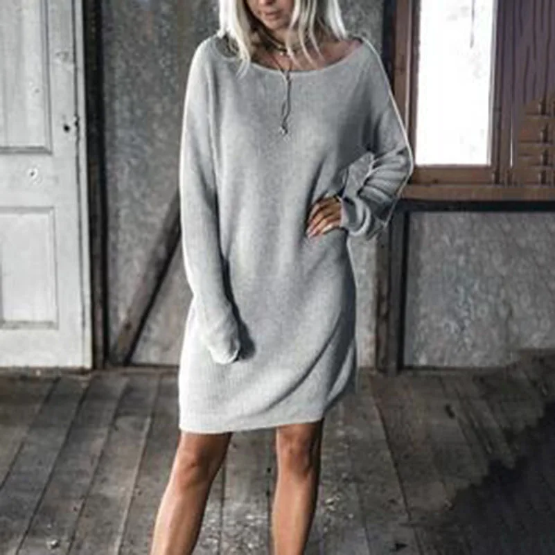 2018 Elegant Women Autumn Dress Knee Length Long Sleeve Outsize Loose O Neck Clothing Streetwear Solid Ladies Casual Dress
2018 Elegant Women Autumn Dress Knee Length Long Sleeve Outsize Loose O Neck Clothing Streetwear Solid Ladies Casual Dress