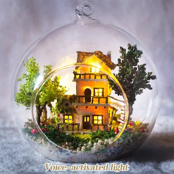 

DIY Romantic Glass House 3D Miniature Assemble Mini Norwegian Tree House Building Dollhouse with Funitures Toys Birthday Gifts