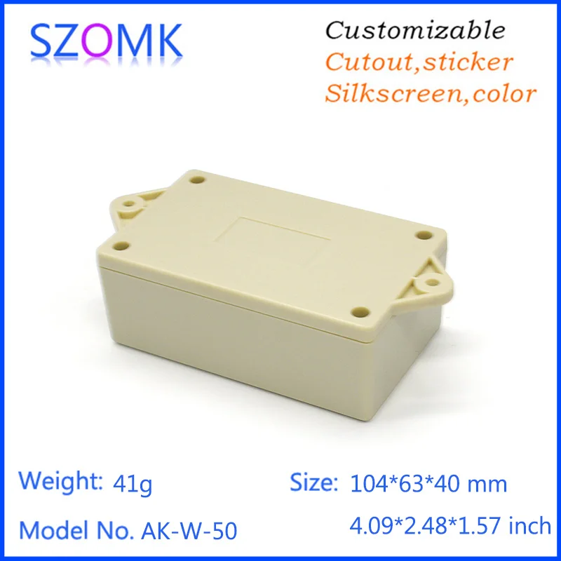 10pcs a lot szomk wall mount control abs material electronics enclosure plastic enclosure project distribution 104*63*40mm
10pcs a lot szomk wall mount control abs material electronics enclosure plastic enclosure project distribution 104*63*40mm