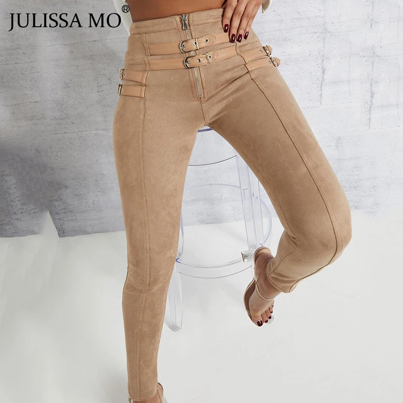 JULISSA MO Punk Suede Leather Women High Waist Pants Autumn Casual Belt Buckle Pencil Pants Black Bodycon Leggings Trousers 2019
JULISSA MO Punk Suede Leather Women High Waist Pants Autumn Casual Belt Buckle Pencil Pants Black Bodycon Leggings Trousers 2019