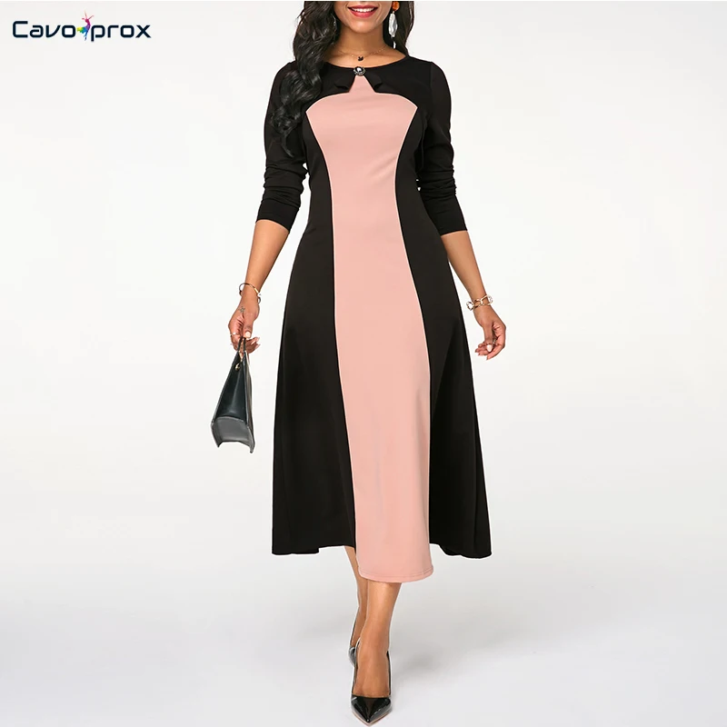 Women Round Neck Color Block Rhinestone Embellished Dress Office Lady A-Line Mid-Calf Elegant Plus Size Party Night Dress
Women Round Neck Color Block Rhinestone Embellished Dress Office Lady A-Line Mid-Calf Elegant Plus Size Party Night Dress