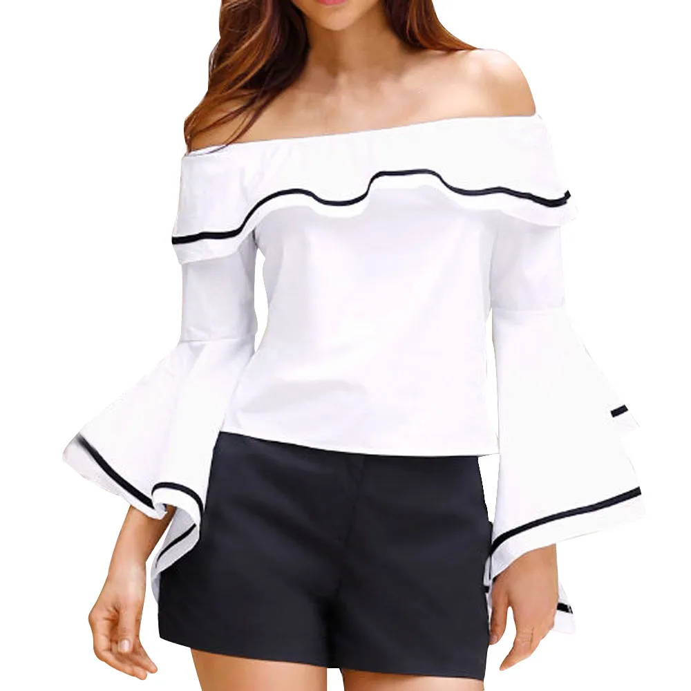 2019 NEW Women Fashion Off Shoulder Casual Blouses Spring Elegant Ladies Long Flare Sleeve Ruffles White Shirts Tops Summer #Zer
2019 NEW Women Fashion Off Shoulder Casual Blouses Spring Elegant Ladies Long Flare Sleeve Ruffles White Shirts Tops Summer #Zer