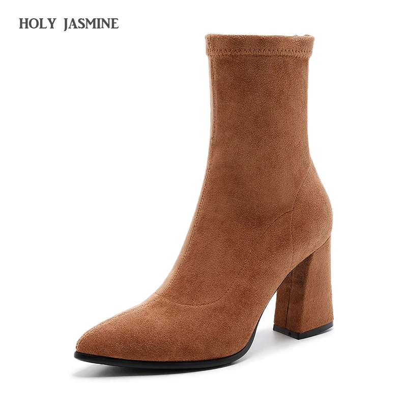 2017 Women's Shoes Kid Suede Stretch Ankle Boots for Women Pointed Toe Sock Boots Square High Heel Boots Shoes Woman Fashion
2017 Women's Shoes Kid Suede Stretch Ankle Boots for Women Pointed Toe Sock Boots Square High Heel Boots Shoes Woman Fashion