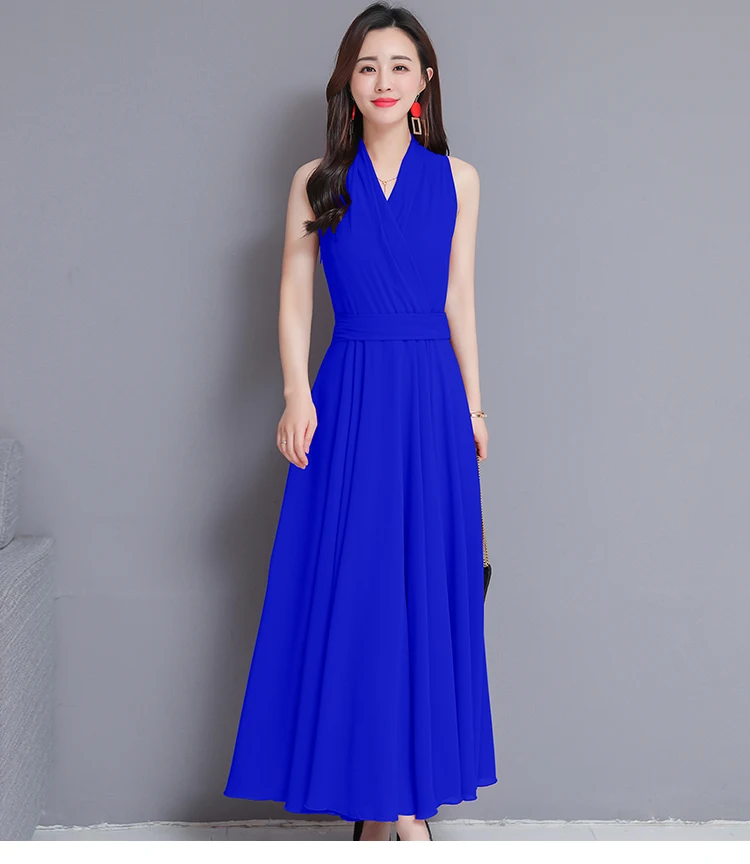 ummer Formal Dress Women Elegant Sleeveless V-neck Plus Size 2019 Women Dresses Evening Party Long Maxi Dress Chiffon Boho Robe10