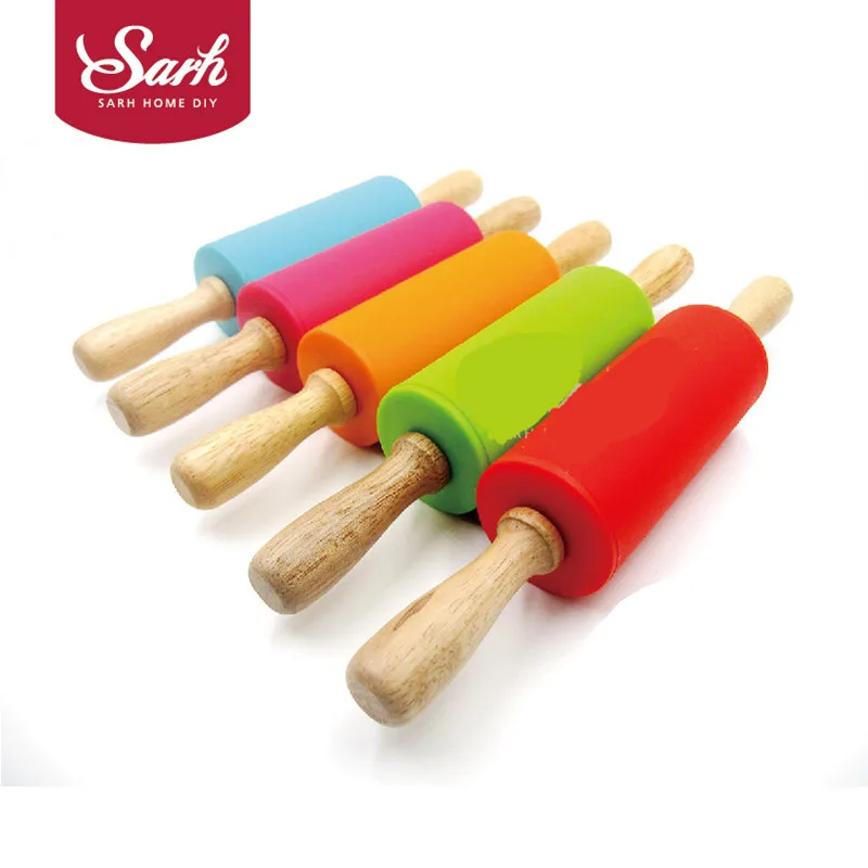 Silicone Rolling Pin w/ Wood Handle