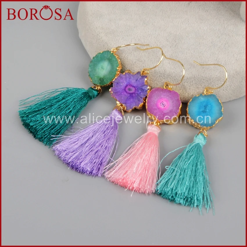 BOROSA Gold Color Rainbow Solar Quartz Rainbow Tassel Earrings,Druzy Quartz Stone Tassel Drop Earrings Jewelry Earrings G1238
BOROSA Gold Color Rainbow Solar Quartz Rainbow Tassel Earrings,Druzy Quartz Stone Tassel Drop Earrings Jewelry Earrings G1238
