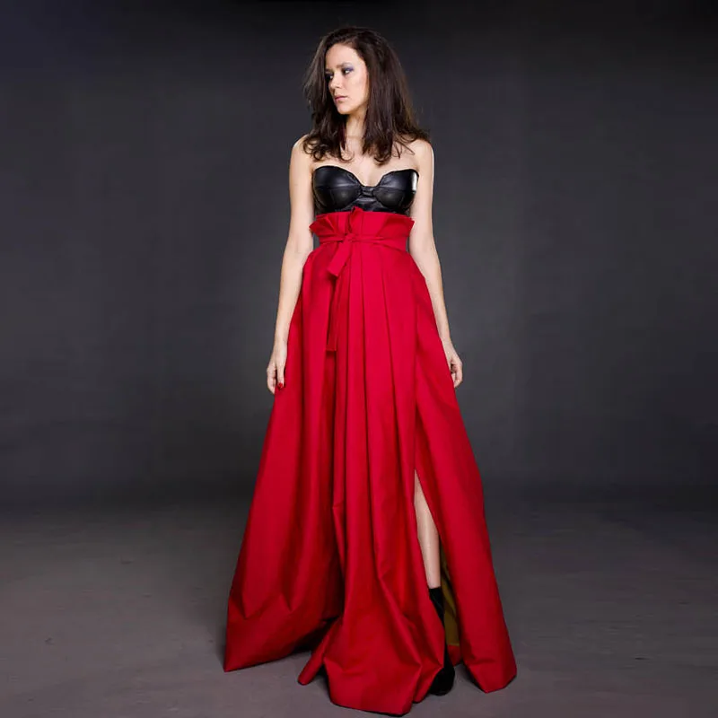 2018 Faldas Saia Red Pleated Long Skirt High Waist Side Slit Fashion Prom Skirt with Ribbon Women Maxi Wrap Skirt for Party
2018 Faldas Saia Red Pleated Long Skirt High Waist Side Slit Fashion Prom Skirt with Ribbon Women Maxi Wrap Skirt for Party