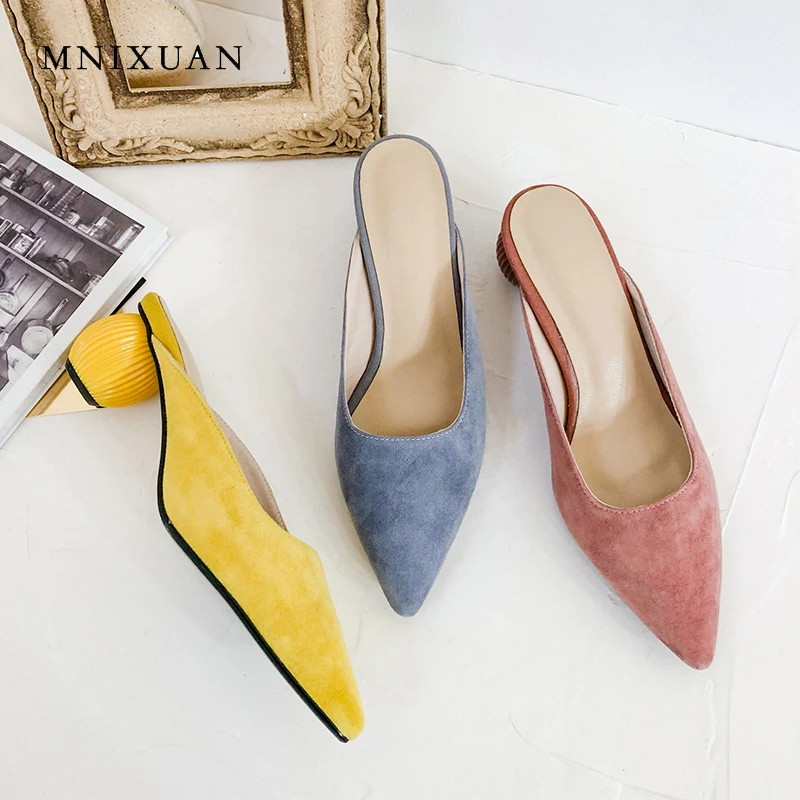 MNIXUAN Fashion women shoes slippers sandals pointed toe mules shoes 2019 new sheep suede shallow high heels shoes size 40 41 42
MNIXUAN Fashion women shoes slippers sandals pointed toe mules shoes 2019 new sheep suede shallow high heels shoes size 40 41 42