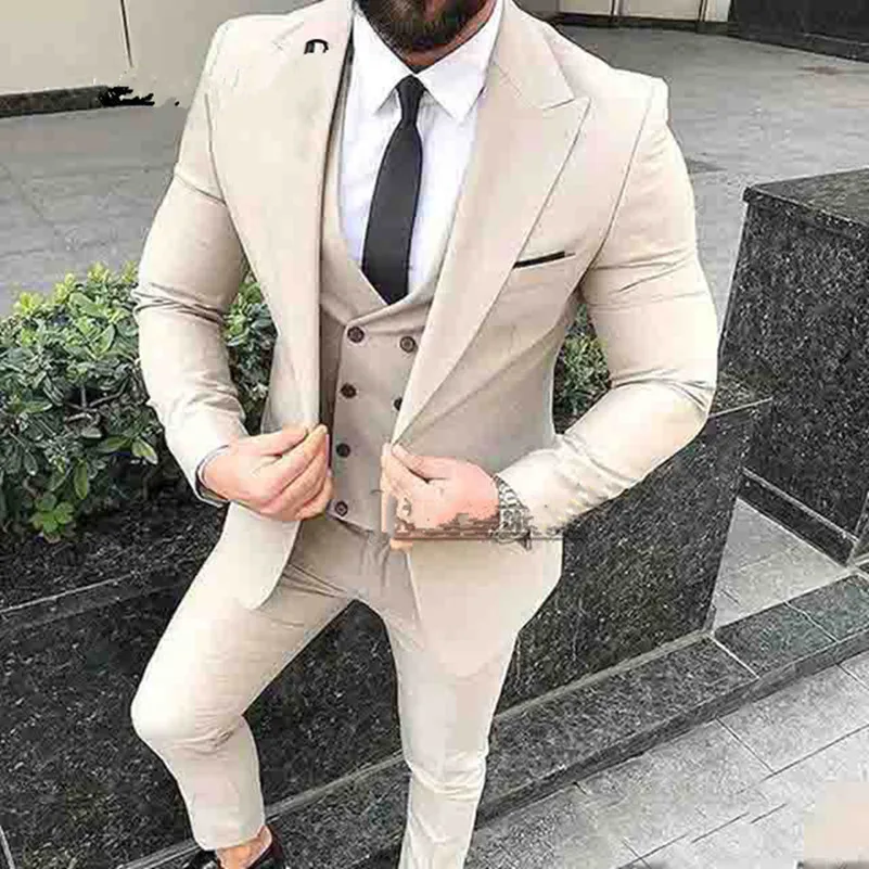Custom made 3 Pieces Beige Wedding Tuxedos Slim Fit Groomsman Bridal Suit (jacket+pant+vest)
Custom made 3 Pieces Beige Wedding Tuxedos Slim Fit Groomsman Bridal Suit (jacket+pant+vest)