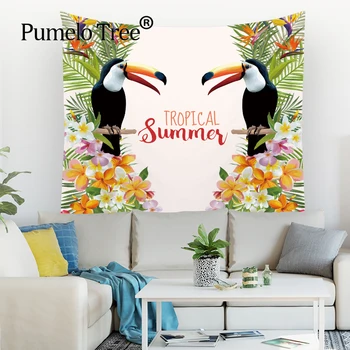 

Toucan Flamingo Tapestry Wall Hanging Tropical Plant Rectangle Flower Wall Cloth Tapestries Custom Blanket Nordic Gift