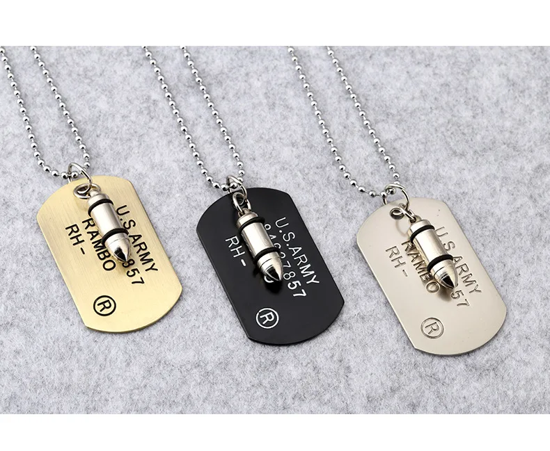 2019 New Fashion Punk Rock Bullet Army Card Necklace For Women 316L Stainless Steel Pendant Necklaces For Male Jewelry Gifts
2019 New Fashion Punk Rock Bullet Army Card Necklace For Women 316L Stainless Steel Pendant Necklaces For Male Jewelry Gifts