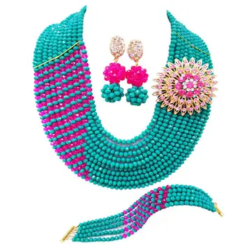 Pretty Cyan Green Fuchsia Pink Crystal Women Nigeian Wedding Beads Beidal Jewelry Sets 10C-CJZ-16
Pretty Cyan Green Fuchsia Pink Crystal Women Nigeian Wedding Beads Beidal Jewelry Sets 10C-CJZ-16