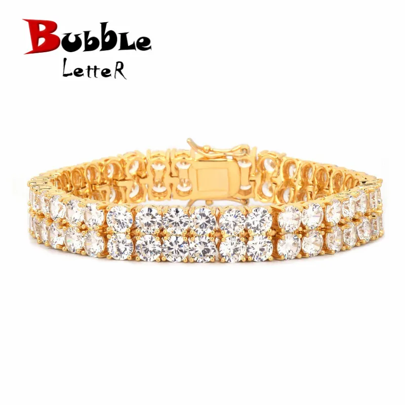 Mens Zircon Tennis Bracelet Chain Charm Hip Hop Style Fashion Jewelry Iced Finish 2 Row Gold Tone AAA CZ Bracelet Link 8"
Mens Zircon Tennis Bracelet Chain Charm Hip Hop Style Fashion Jewelry Iced Finish 2 Row Gold Tone AAA CZ Bracelet Link 8"