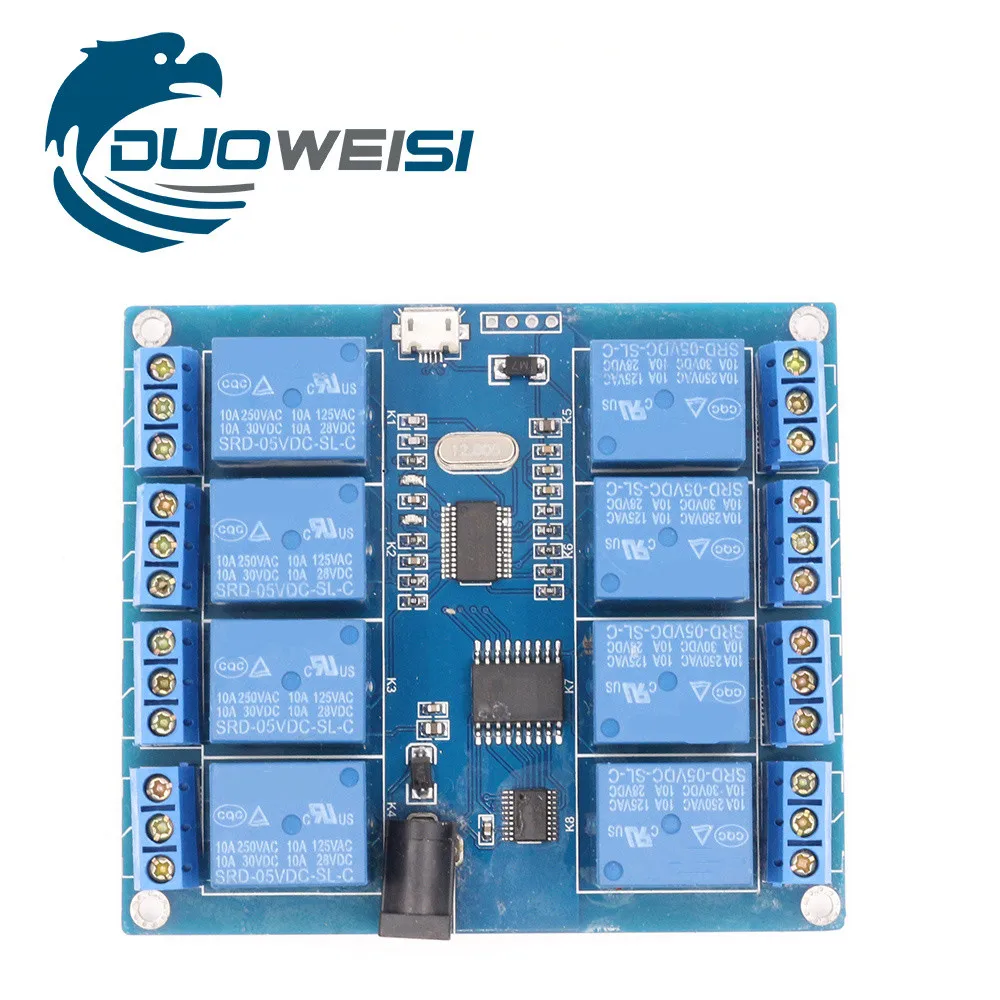 DC 5V 10A 8 Channel Micro USB Relay Indicator Board Module PC Upper Computer ICSE014A Software Control
DC 5V 10A 8 Channel Micro USB Relay Indicator Board Module PC Upper Computer ICSE014A Software Control