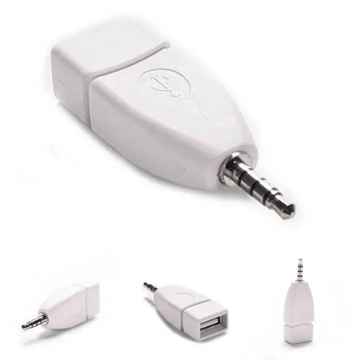 New Converter Adapter USB 2.0 Female to 3.5mm Male AUX Audio Durable Car Plug Jack CSL2018