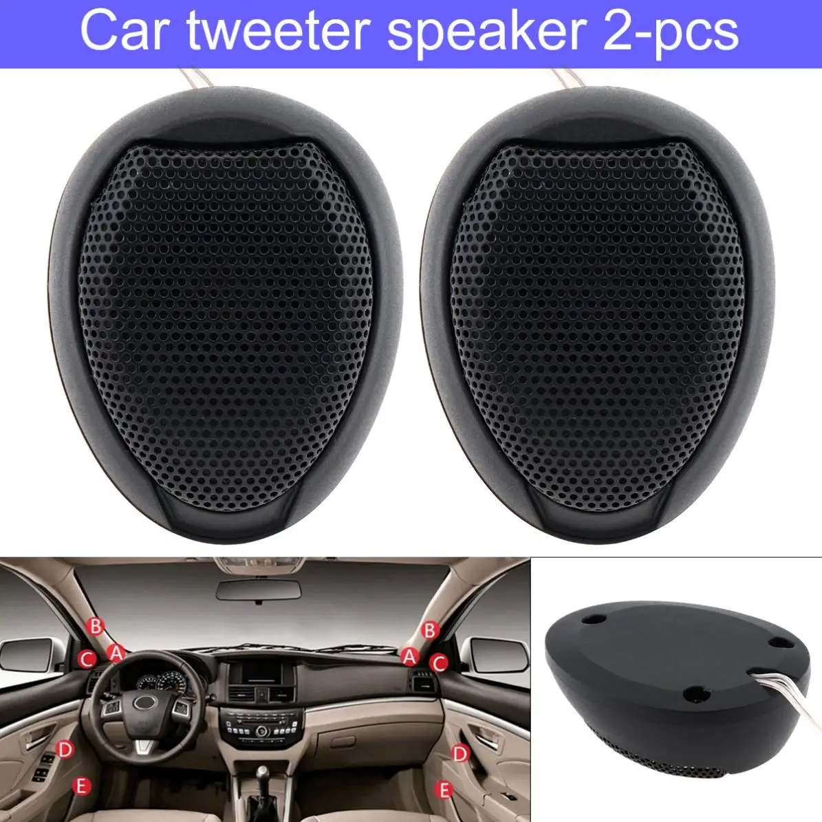 

Universal 2pcs 1000W TW-106 High Efficiency Mini Dome Tweeter Speakers for Car Audio Systems