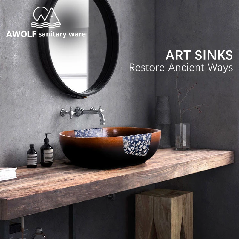 Ceramic Vessel Bathroom Sinks Art Washing Basin Bowl 48*38*15cm Antique Lavatary Sink Restore Ancient Ways Brown AM869
Ceramic Vessel Bathroom Sinks Art Washing Basin Bowl 48*38*15cm Antique Lavatary Sink Restore Ancient Ways Brown AM869